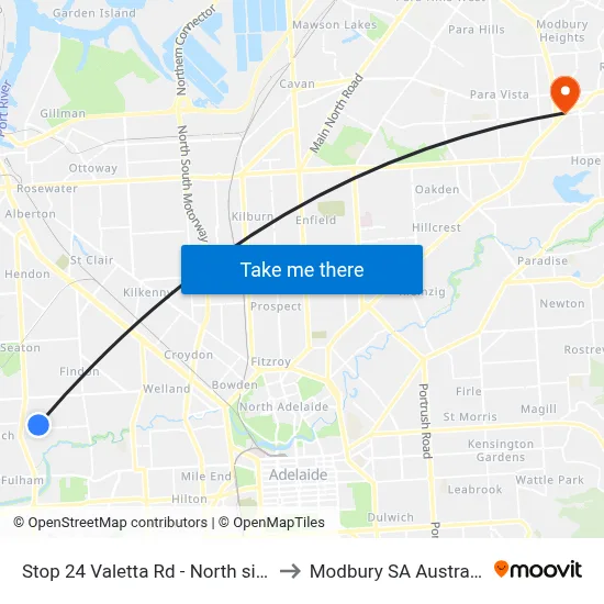 Stop 24 Valetta Rd - North side to Modbury SA Australia map