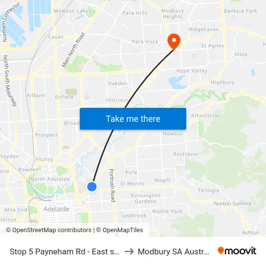 Stop 5 Payneham Rd - East side to Modbury SA Australia map