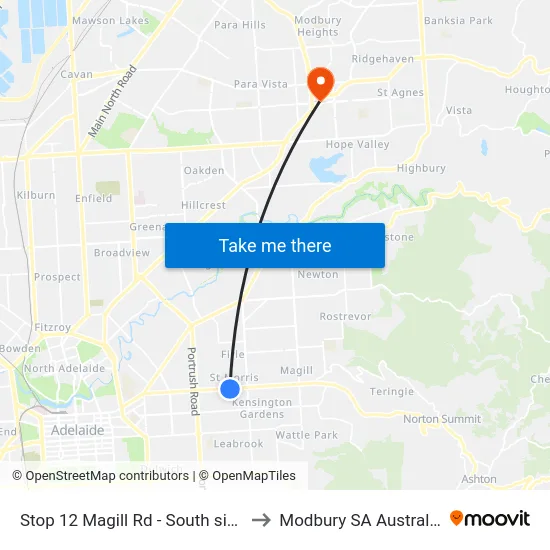 Stop 12 Magill Rd - South side to Modbury SA Australia map