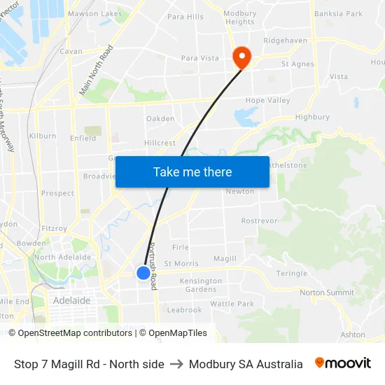 Stop 7 Magill Rd - North side to Modbury SA Australia map