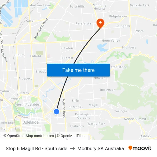 Stop 6 Magill Rd - South side to Modbury SA Australia map