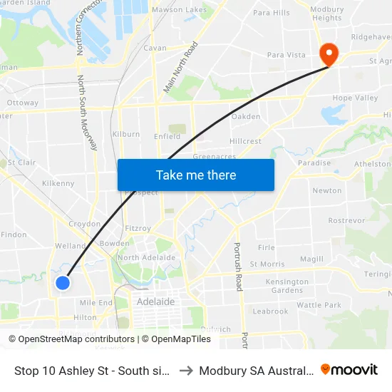 Stop 10 Ashley St - South side to Modbury SA Australia map