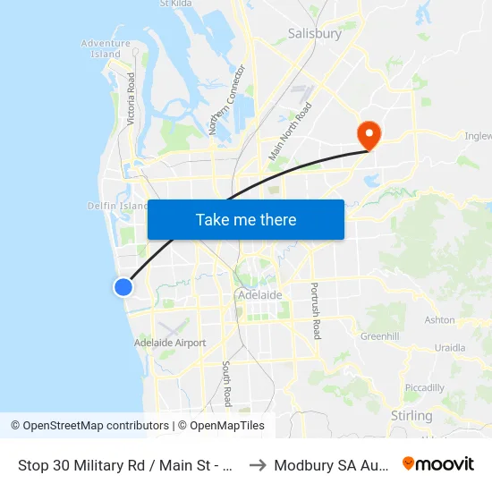 Stop 30 Military Rd / Main St - West side to Modbury SA Australia map