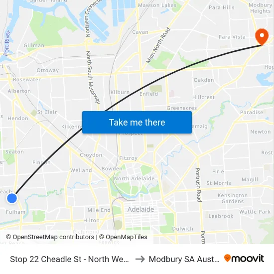 Stop 22 Cheadle St - North West side to Modbury SA Australia map