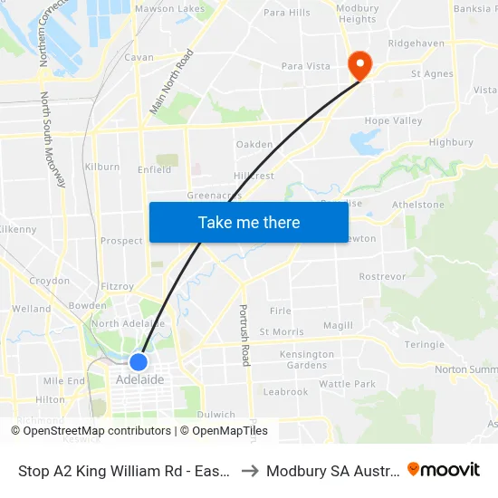 Stop A2 King William Rd - East side to Modbury SA Australia map