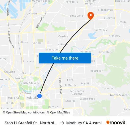 Stop I1 Grenfell St - North side to Modbury SA Australia map