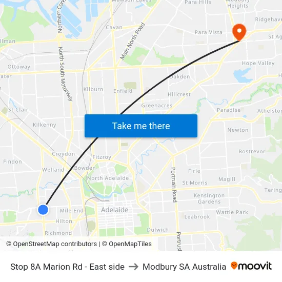 Stop 8A Marion Rd - East side to Modbury SA Australia map