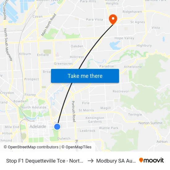 Stop F1 Dequetteville Tce - North East side to Modbury SA Australia map