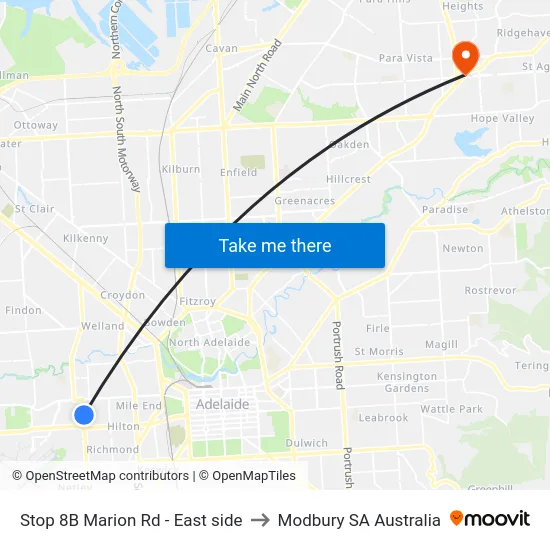 Stop 8B Marion Rd - East side to Modbury SA Australia map