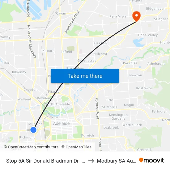 Stop 5A Sir Donald Bradman Dr - North side to Modbury SA Australia map