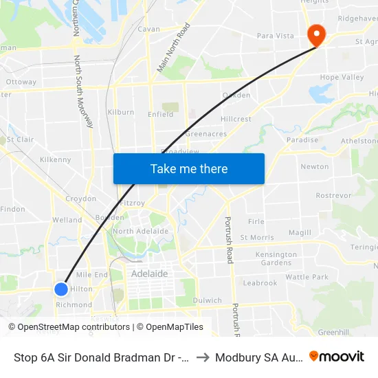 Stop 6A Sir Donald Bradman Dr - North side to Modbury SA Australia map