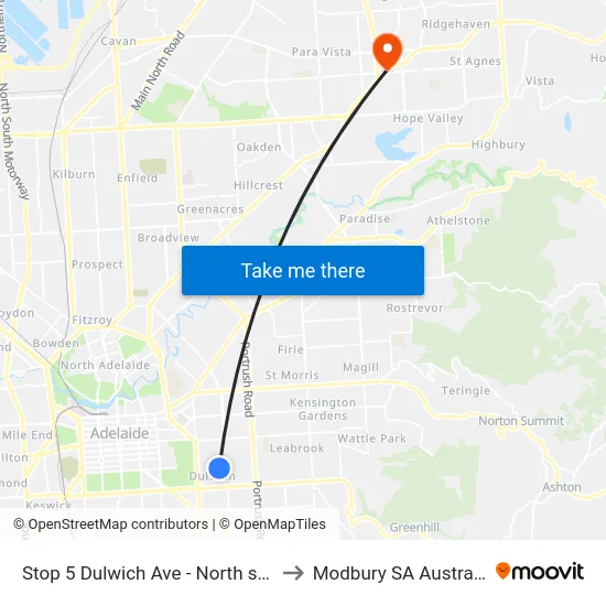 Stop 5 Dulwich Ave - North side to Modbury SA Australia map