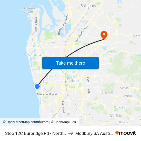 Stop 12C Burbridge Rd - North side to Modbury SA Australia map