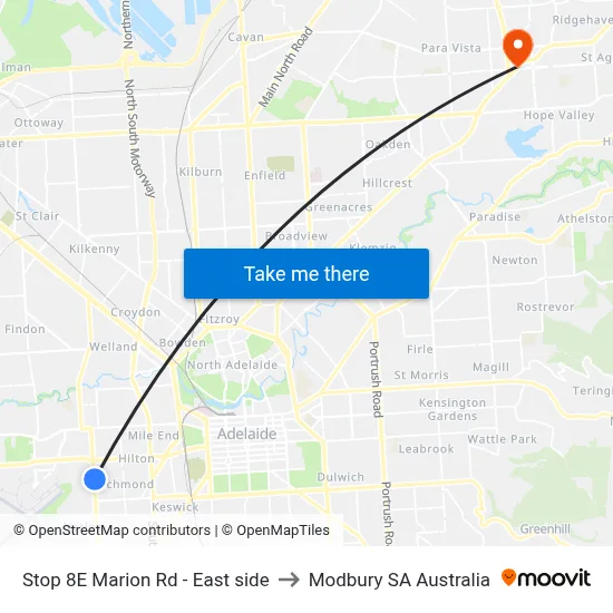 Stop 8E Marion Rd - East side to Modbury SA Australia map