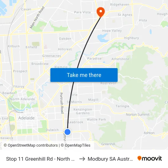 Stop 11 Greenhill Rd - North side to Modbury SA Australia map
