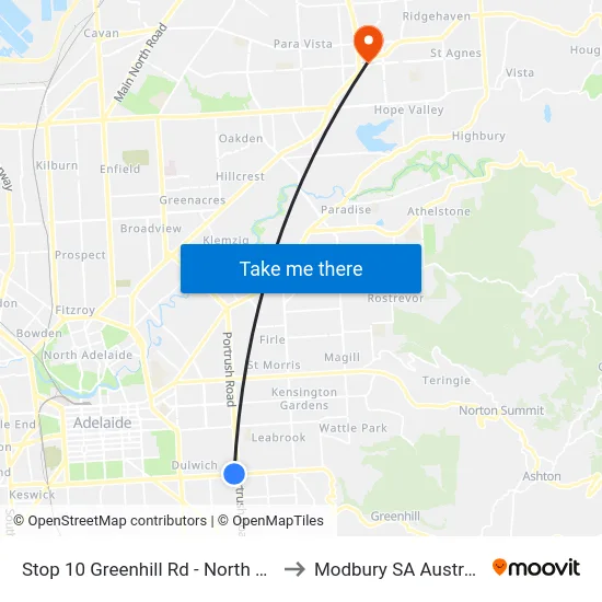 Stop 10 Greenhill Rd - North side to Modbury SA Australia map