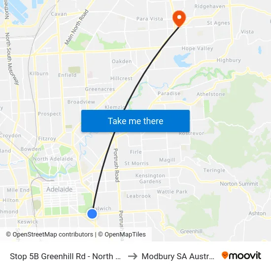 Stop 5B Greenhill Rd - North side to Modbury SA Australia map