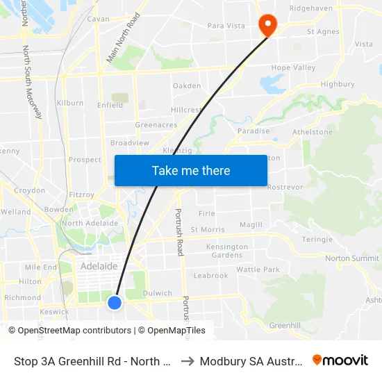 Stop 3A Greenhill Rd - North side to Modbury SA Australia map