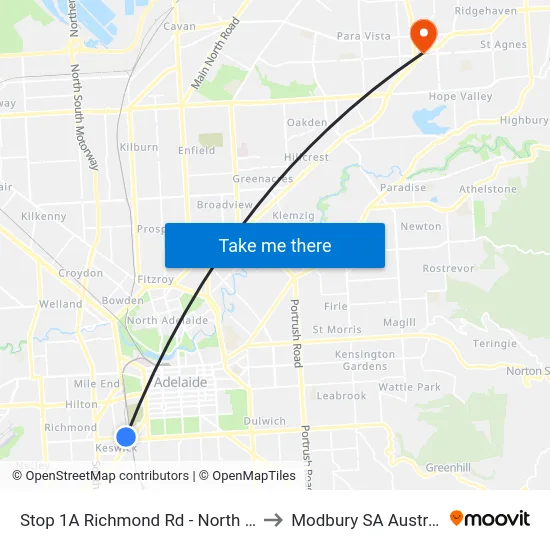Stop 1A Richmond Rd - North side to Modbury SA Australia map