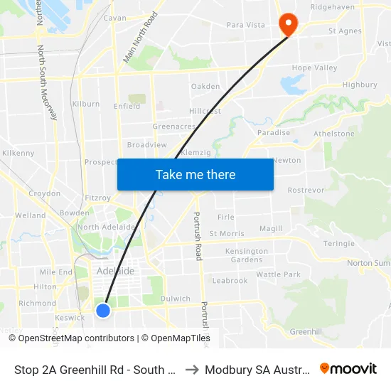 Stop 2A Greenhill Rd - South side to Modbury SA Australia map