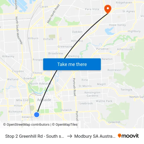Stop 2 Greenhill Rd - South side to Modbury SA Australia map