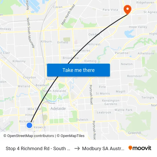 Stop 4 Richmond Rd - South side to Modbury SA Australia map