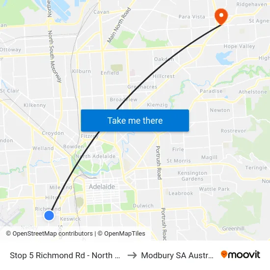 Stop 5 Richmond Rd - North side to Modbury SA Australia map