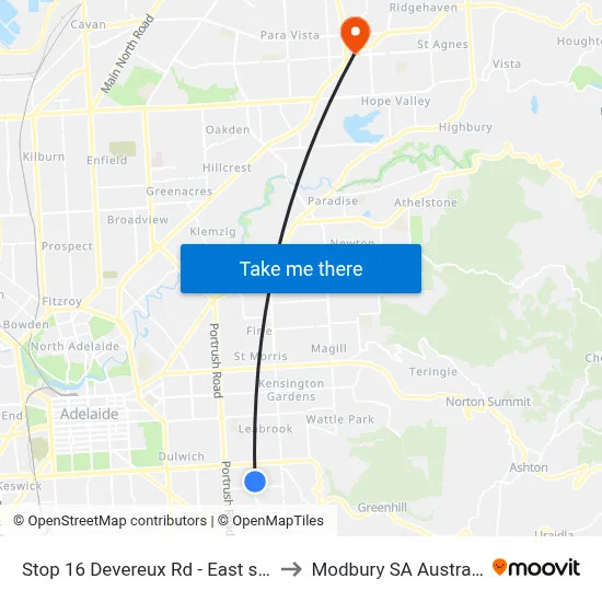 Stop 16 Devereux Rd - East side to Modbury SA Australia map