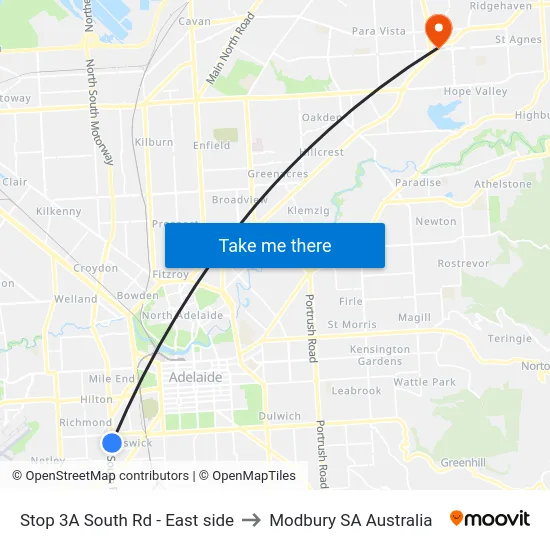 Stop 3A South Rd - East side to Modbury SA Australia map