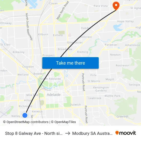 Stop 8 Galway Ave - North side to Modbury SA Australia map