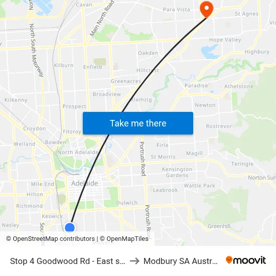 Stop 4 Goodwood Rd - East side to Modbury SA Australia map