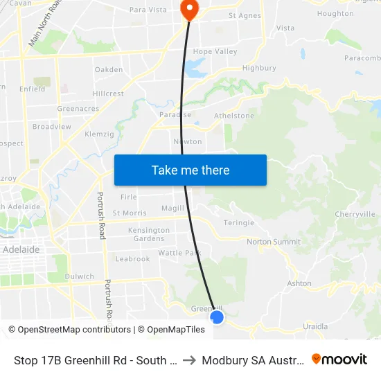 Stop 17B Greenhill Rd - South side to Modbury SA Australia map