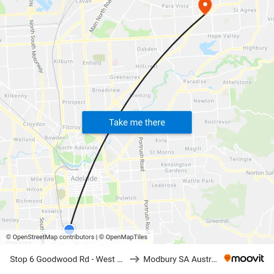 Stop 6 Goodwood Rd - West side to Modbury SA Australia map