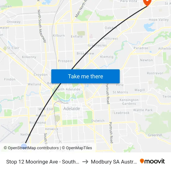 Stop 12 Mooringe Ave - South side to Modbury SA Australia map