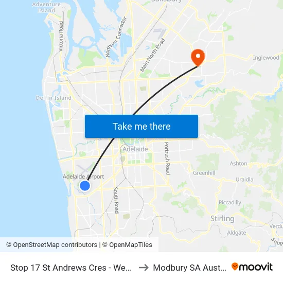 Stop 17 St Andrews Cres - West side to Modbury SA Australia map