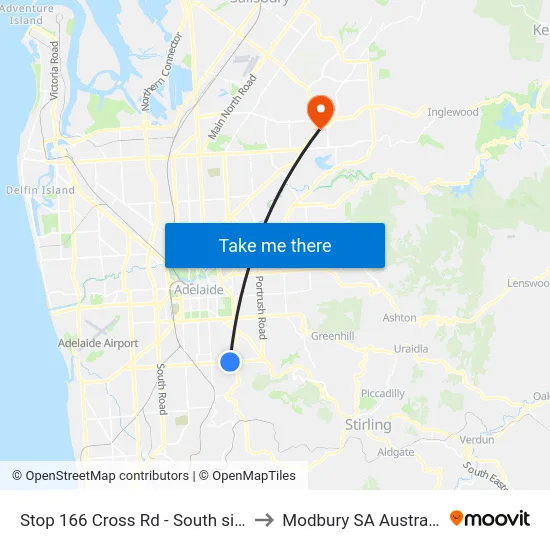 Stop 166 Cross Rd - South side to Modbury SA Australia map
