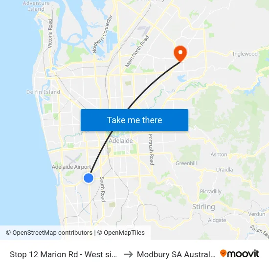 Stop 12 Marion Rd - West side to Modbury SA Australia map