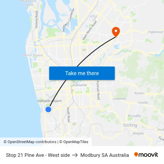 Stop 21 Pine Ave - West side to Modbury SA Australia map