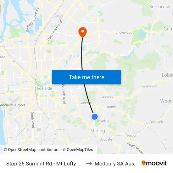 Stop 26 Summit Rd - Mt Lofty Summit to Modbury SA Australia map