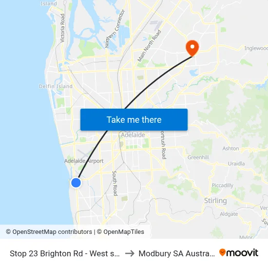 Stop 23 Brighton Rd - West side to Modbury SA Australia map