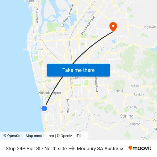 Stop 24P Pier St - North side to Modbury SA Australia map