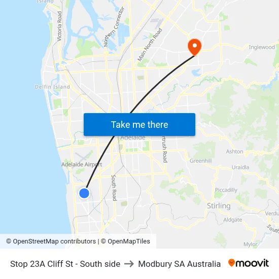 Stop 23A Cliff St - South side to Modbury SA Australia map