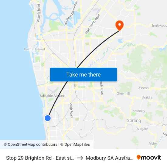 Stop 29 Brighton Rd - East side to Modbury SA Australia map