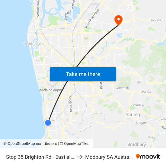 Stop 35 Brighton Rd - East side to Modbury SA Australia map