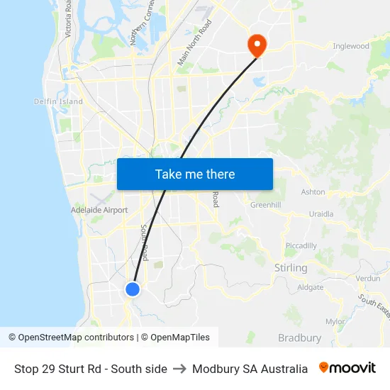 Stop 29 Sturt Rd - South side to Modbury SA Australia map