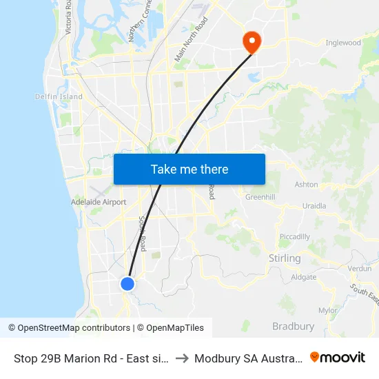 Stop 29B Marion Rd - East side to Modbury SA Australia map