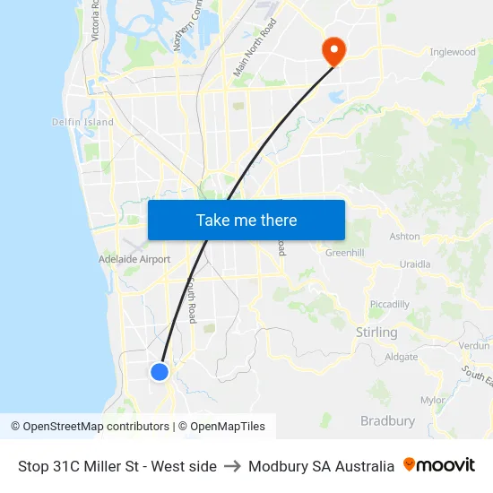 Stop 31C Miller St - West side to Modbury SA Australia map