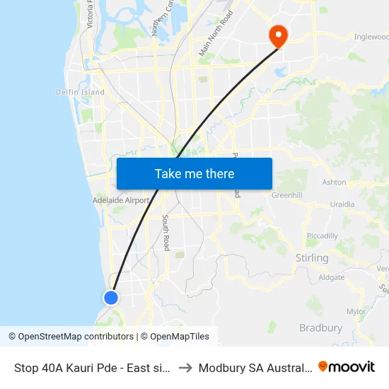 Stop 40A Kauri Pde - East side to Modbury SA Australia map