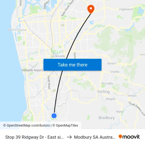 Stop 39 Ridgway Dr - East side to Modbury SA Australia map