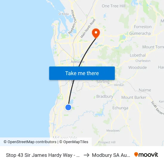 Stop 43 Sir James Hardy Way - West side to Modbury SA Australia map